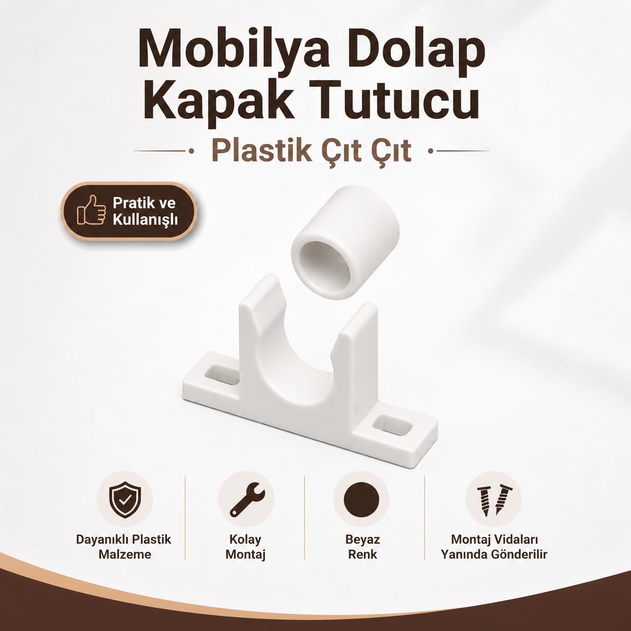 10 ADET Mobilya Dolap Kapak Tutucu Plastik Çıt Çıt Beyaz Çıtçıt
