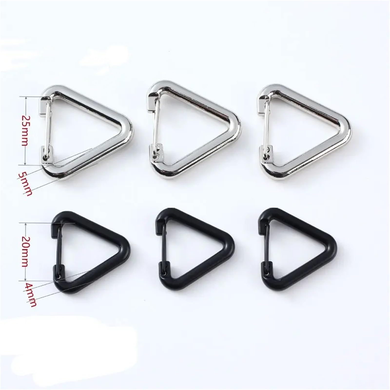 Lot de 100 mousquetons triangulaires en alliage pour camping, randonnée, sac en cuir, ceinture