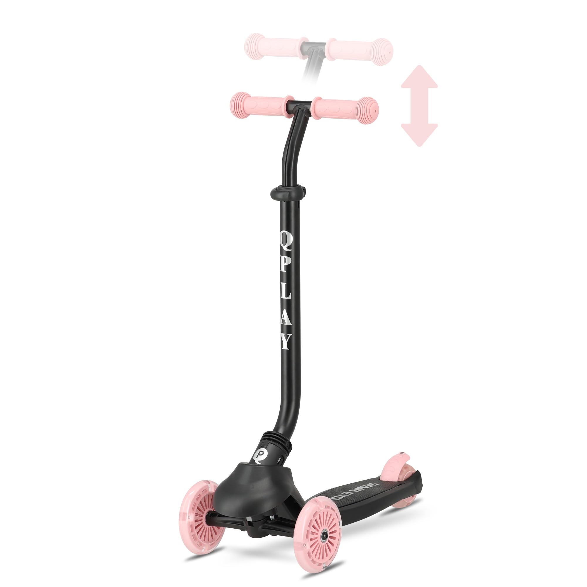 QPLAY Sema EVO Trottinette 6 en 1 avec siège, poignée de poussée, lumières LED sur roues et plateforme avec dynamo, de 1 à 6 ans, charge maximale de 50 kg, pliable