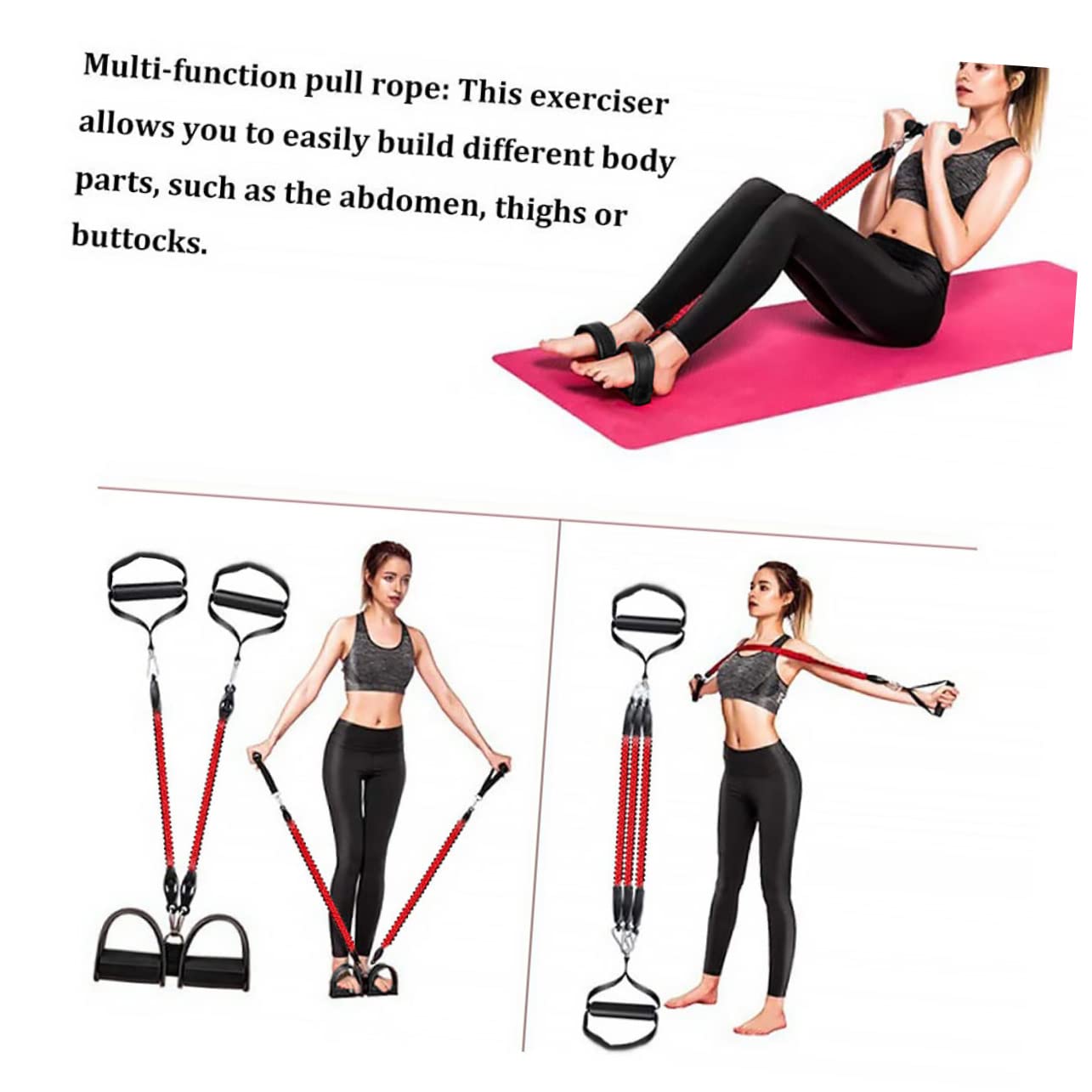 Sosoport 1set Bande Di Resistenza Con Pedali Per Esercizi Attrezzatura Per Yoga e Fitness Tubo Trazione Per Allenamento Casa e Movimento