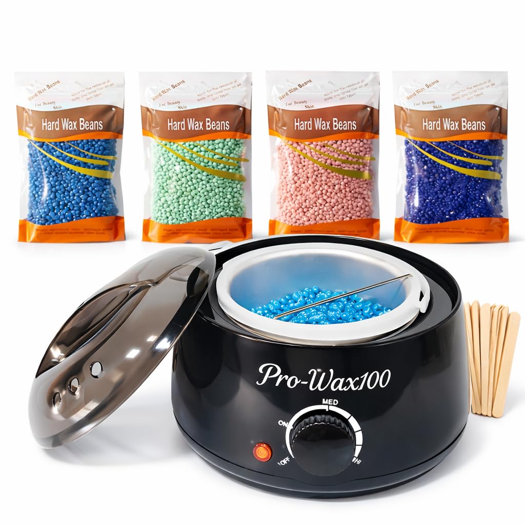 Scaldacera elettrico depilazione cera brasiliana kit ceretta casa donna uomo perle cera depilatoria viso corpo bikini inguine ascelle gambe ceretta a caldo senza strisce 400g con macchina