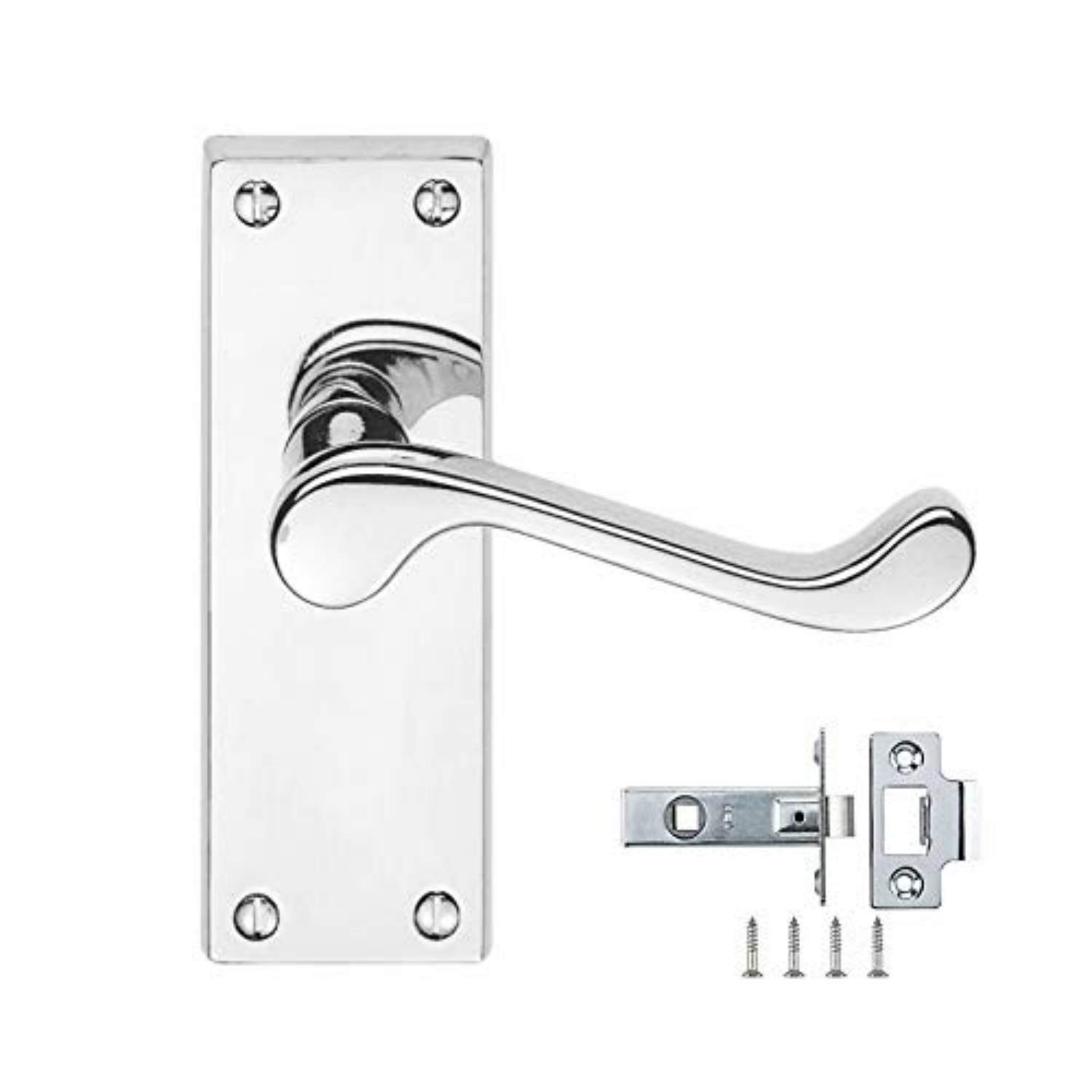 Golden Grace 10 Set Victorian Design Scroll Door Handles Polished Chrome Finish With Latches from B&Q