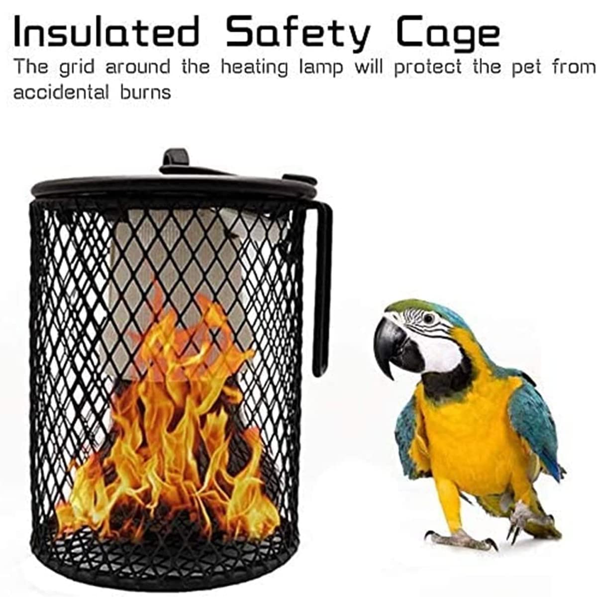 Lámpara Calor Reptil con Guardia, Interruptor Ajuste Lámparas Calor Cerámica, Calentador Calor De Reptil con Termostato, para Lagarto, Tortuga, Serpiente,80W