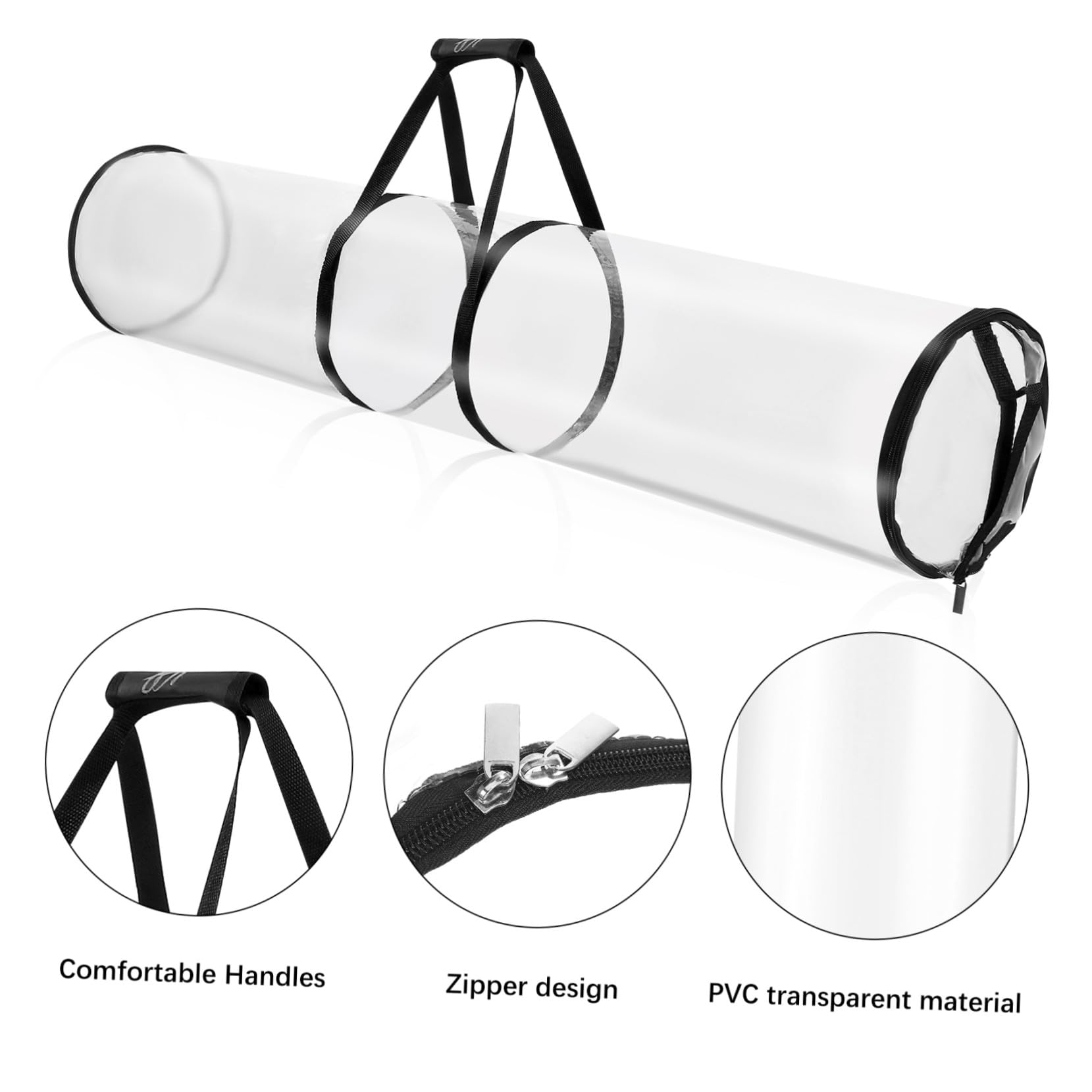VERDANVERSE Aufbewahrungsbeutel Transparenter Geschenkpapierhalter mit Komfortablen Griffen für Geschenkpapierrollen aus Pvc 2 Stück Großer Fassungsvermögen Multifunktional