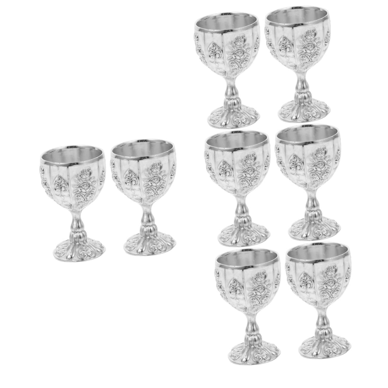 Cabilock 8 Piezas Copa De Vino Europea De Alta Copas De Vino Copa Europea De Licor Copa Cáliz De Oro Vasos De Vino Tinto Copa De Vino Retro Whisky Tazas Aleación De Zinc Silver
