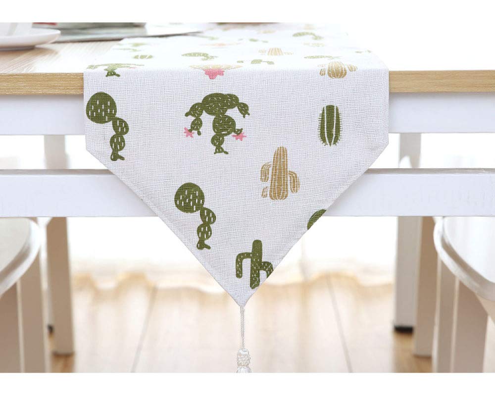 YOUHU Runner da Tavolino,Piante Moderne Stampa Tovaglia Piante Grasse Cactus Nordico semplicità Panno Antimacchia Tappetino Decorativo Rettangolare per Cena A Casa, 32 × 180 Cm / 12,6 × 70,87 Pollici