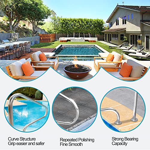 Barandilla para piscina acero inoxidable 3 peldaños 80 cm miniatura 4