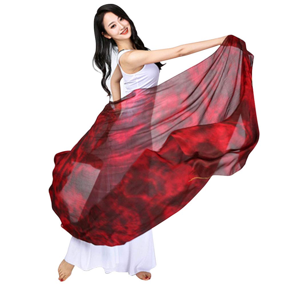 KIKIGOALWomen's 100% Silk Belly Dance Veils and Hand Scarves Gradual Colors 1.14x2.5m/98"x45"