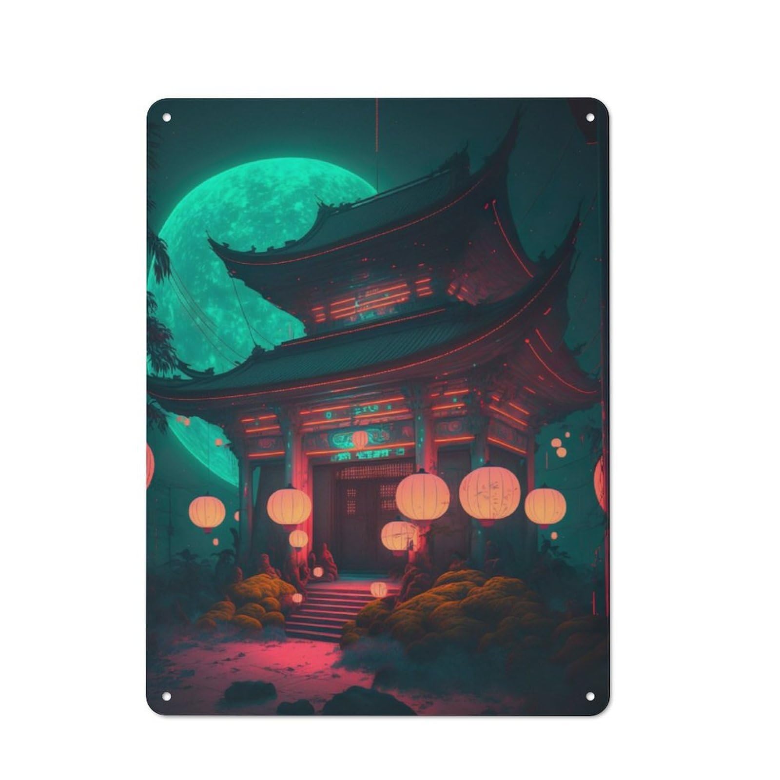 Junmoney Shinto Shrine V1 Rustic Metal Sign 40X30cm For Dining Room Or Kitchen, For Kitchen, Dining Room And Home Bar Wall Decor