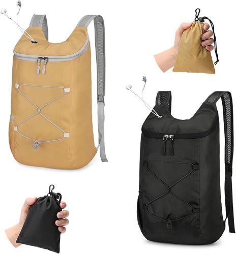2 Pcs Ultra Lightweight Backpack, Foldable Backpack Water Resistant Travel Rucksack, Multi-Functional Foldable Backpacks Womens Men For Camping, Hiking, Biking