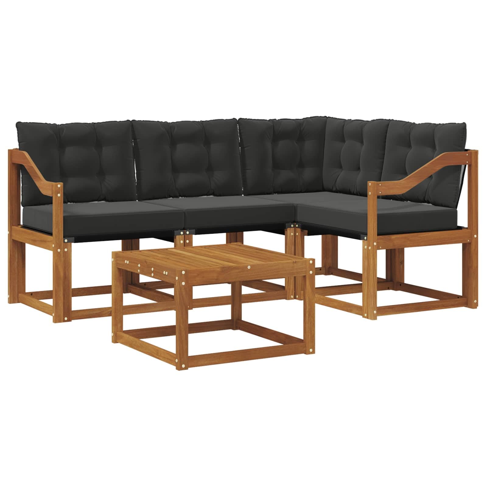 Zestaw mebli tarasowych, sofa outdoorowa z poduszkami, 5 szt., sofa ogrodowa, czarna i naturalna