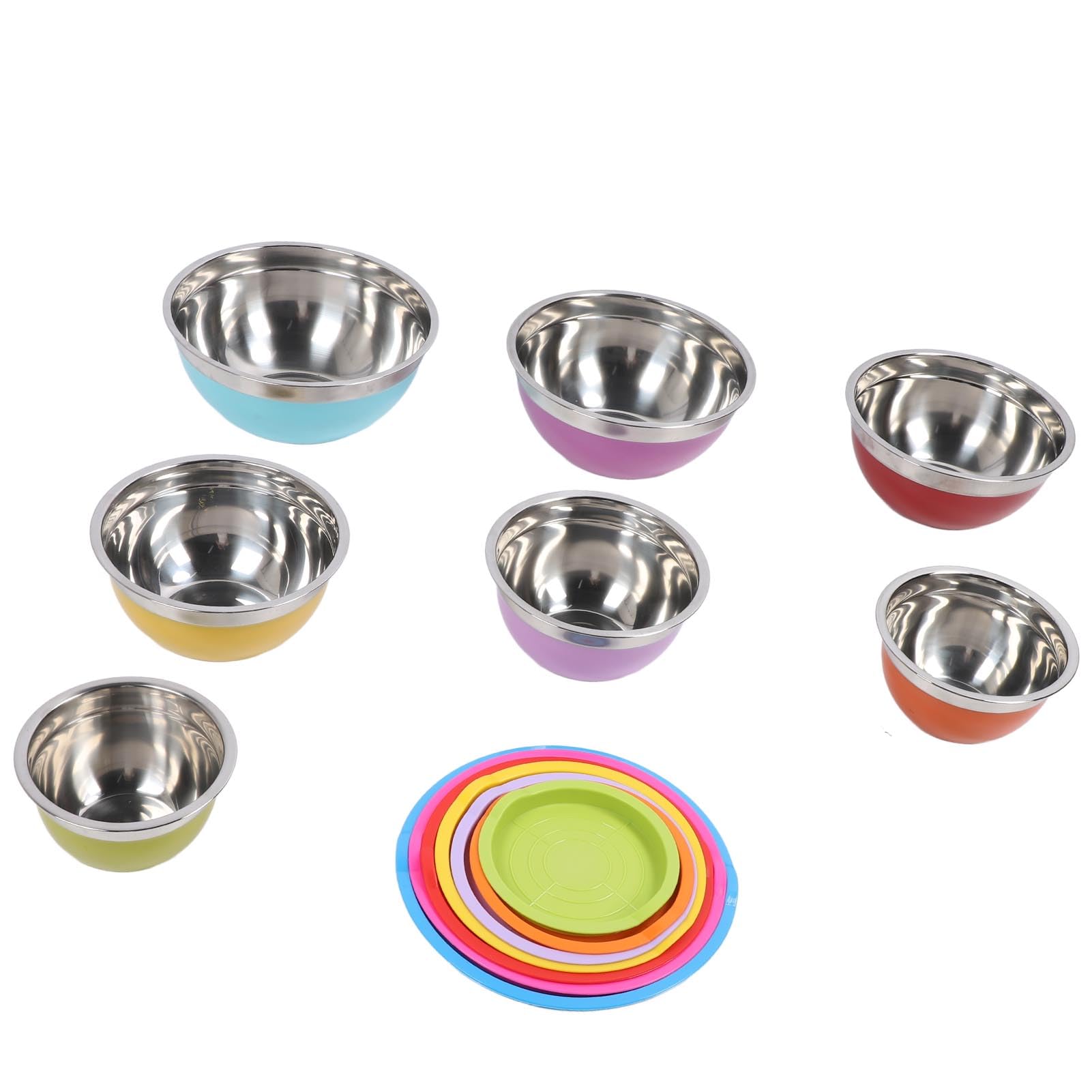 Nikou Dert Schüssel-Set aus Edelstahl, wiederverwendbarer Salatbehälter für selbstgemachtes Eis, Joghurt, Pudding, 10,7 x 4 x 5,5 cm, 2 Rührschüsseln mit Deckel, stapelbares Nesting-Design