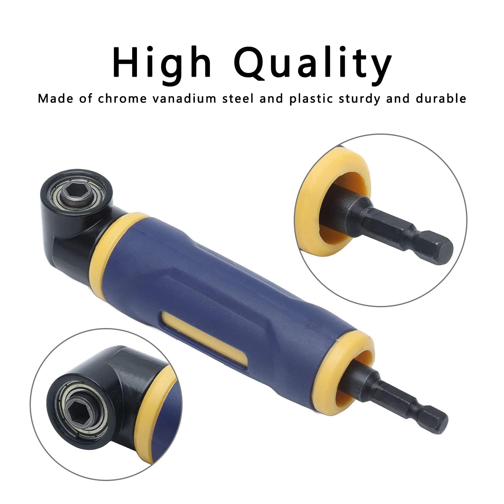 Adattatore per Trapano Ad Angolo Retto Dispositivo Angolare per Punta 90 Gradi Driver di Estensione Giallo Blu con Impugnatura in ABS