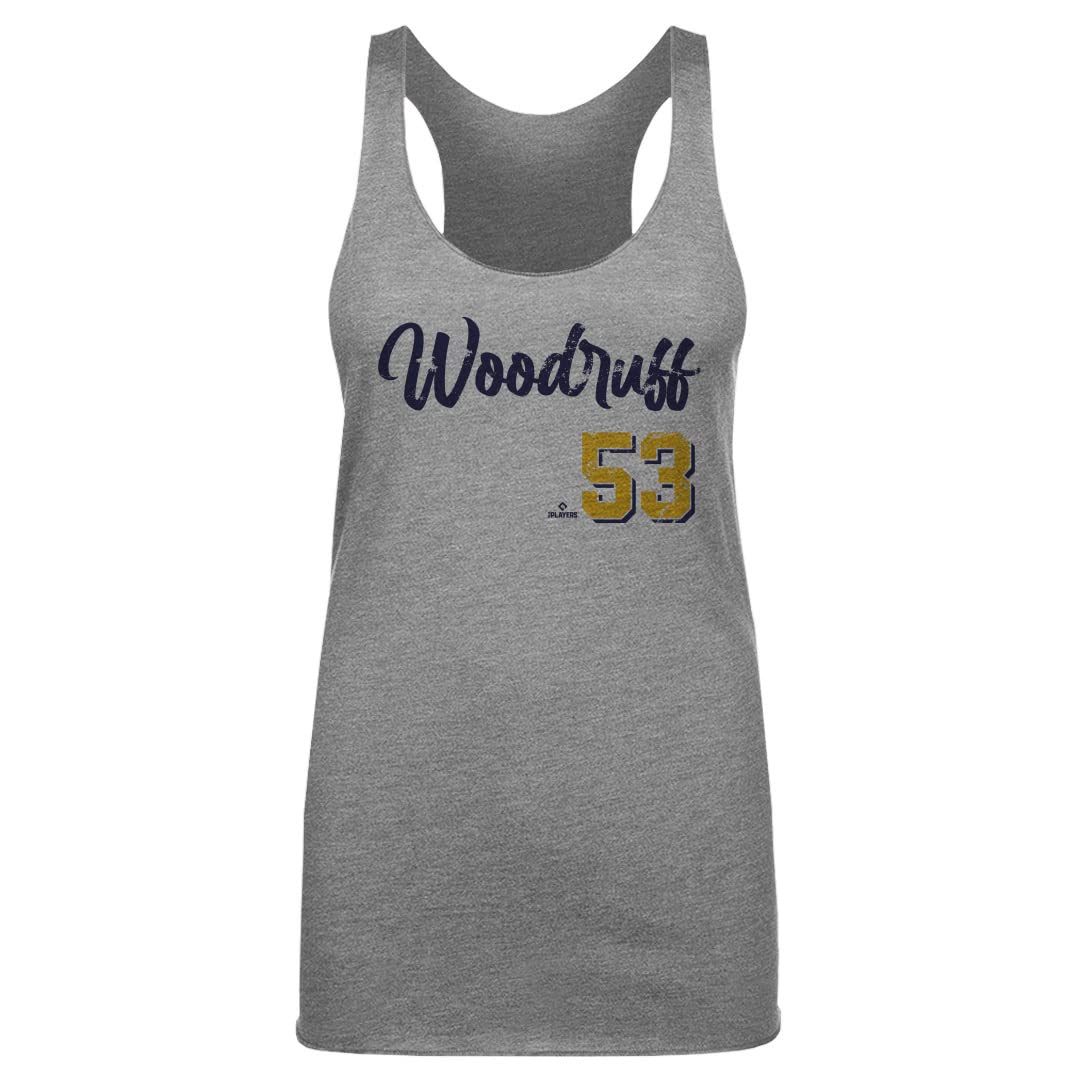 Brandon Woodruff Women's Tank Top (XX-Large, Tri Gray) - Brandon Woodruff Milwaukee Script