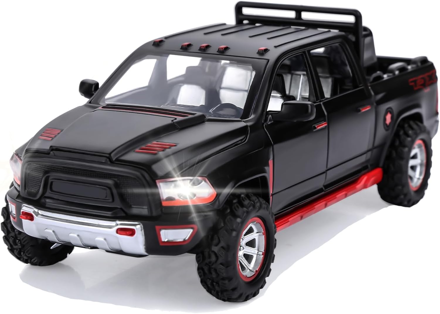 SASBSC Toy Trucks for Boys Age 3-8 Pickup Truck Toys for 3 4 5 6 7 8 Year Old Kids Diecast Trucks with Light and Sound Metal Toy Cars for Kids Birthday (Black)