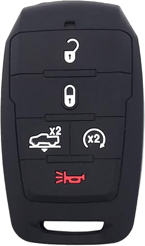 Miniatura 3 de Funda protectora de silicona para llavero de automóvil para Ram 1500 2021 2020 2019 con control remoto de entrada sin llave (1 negro + 1 rosa)