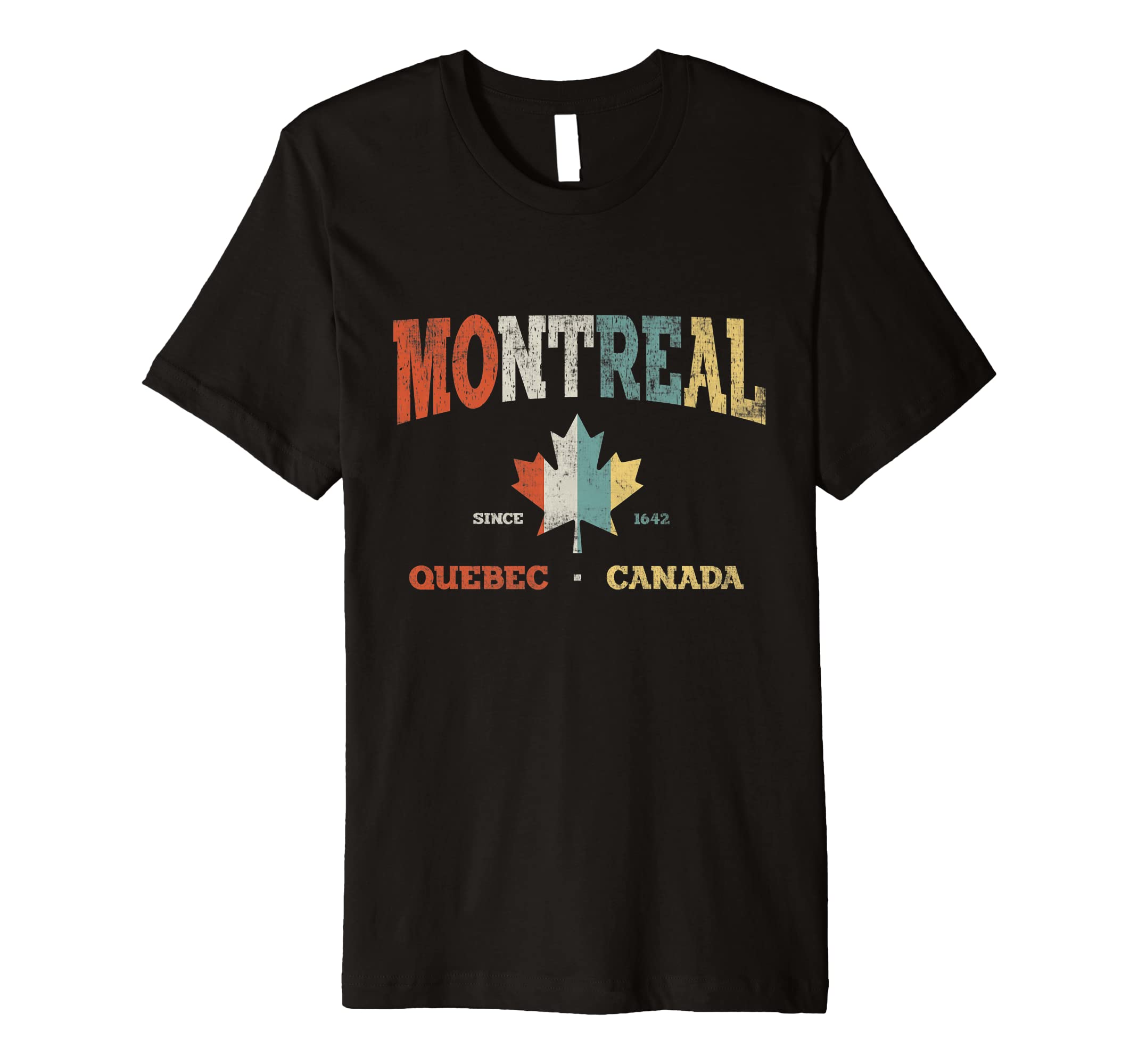 Funny Canada Montreal Quebec Travel CostumeVintage Montreal Quebec Canada Est. 1642 Retro 70s Canadian Premium T-Shirt