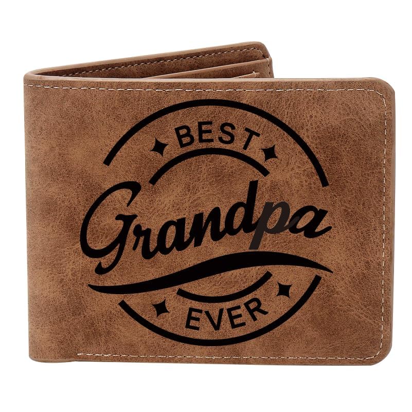THTCSQ To My Grandpa Gifts,Leather Wallet for Men, Engraved Personalized Leather Wallet,Father's Day Gift, Birthday Gifts,Christmas Gifts, Thanksgiving Gifts (Best Grandpa)2