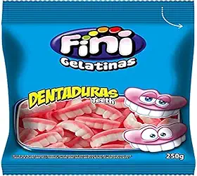 Fini Balas De Gelatina Dentaduras Pacote 250G
