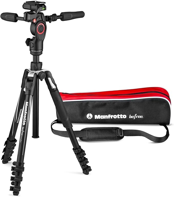 Manfrotto Befree 3-Way Live Advanced - Trípode y Cabezal de Aluminio para Cámaras y Videocámaras de hasta 6 kg, Ultracompacto - Accesorio para la Creación de Contenidos, Fotos y Videos