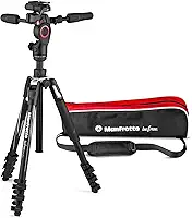Manfrotto Kit de Tripé de Câmera Befree 3-Way Live Advanced, Tripé de Alumínio para Viagem, Trava de Alavanca com Cabeça Fluida 3-Way para Foto e Vídeo, Equipamento Vlogging com Bolsa de Transporte (MKBFRLA4BK-3WUS)