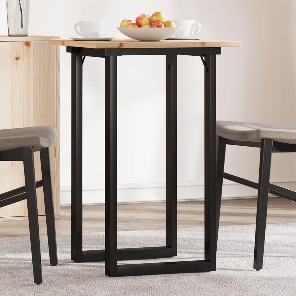 vidaXL Esstisch, Küchentisch mit O-Gestell, Speisetisch für Esszimmer Küche Wohnzimmer, Esszimmertisch, Massivholz Kiefer Stahl