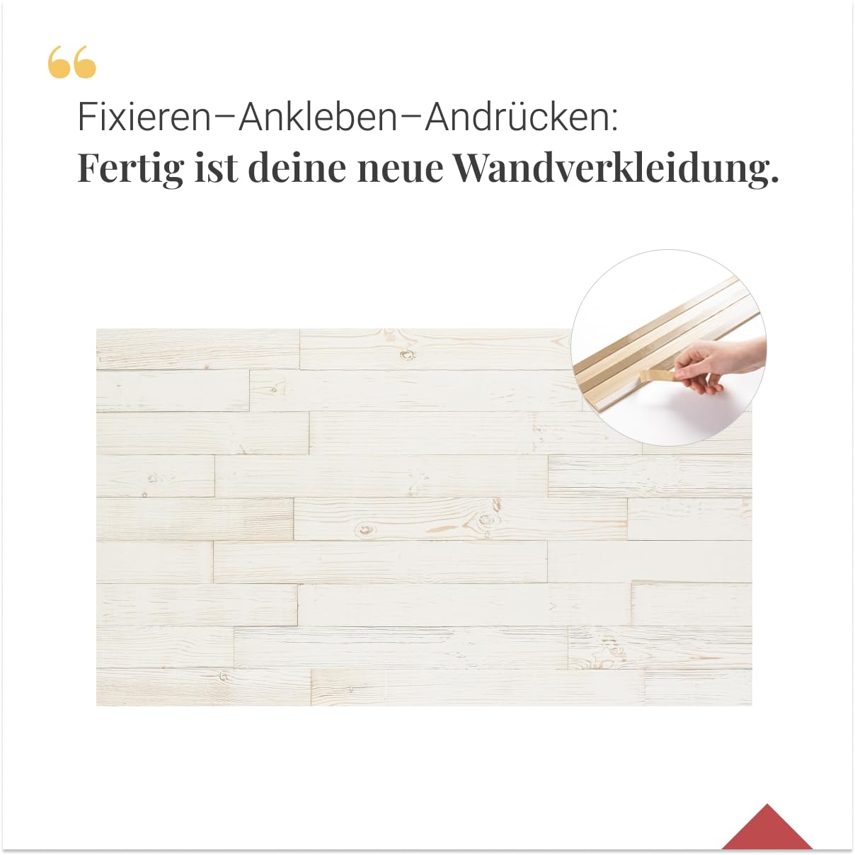 Echtholz Wandpaneele weiß | Selbstklebende Holzpaneele | Helle Wandverkleidung für Küche, Garderobe & Wohnzimmer | Design „White“ – 78 × 10 × 0,5 cm