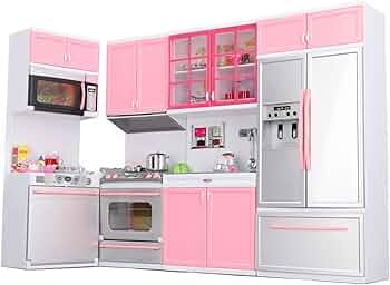 キッズ用ピンク色キッチン Amazon | 子供用プラスチックプレイキッチンおもちゃ 完全なキッズ
