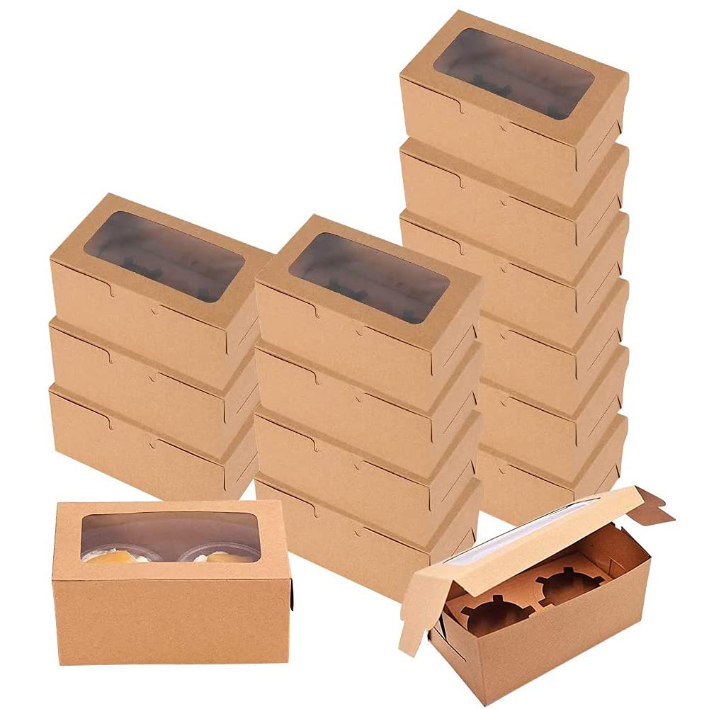 Bakery Cupcake Boxes - Kraft Paper with Window -1 Bakery Cupcake Boxes - Kraft Paper with Window -1