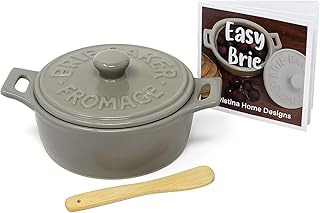 Gray Brie Baker, 3 Piece Set Includes Base, lid and Wooden Spoon