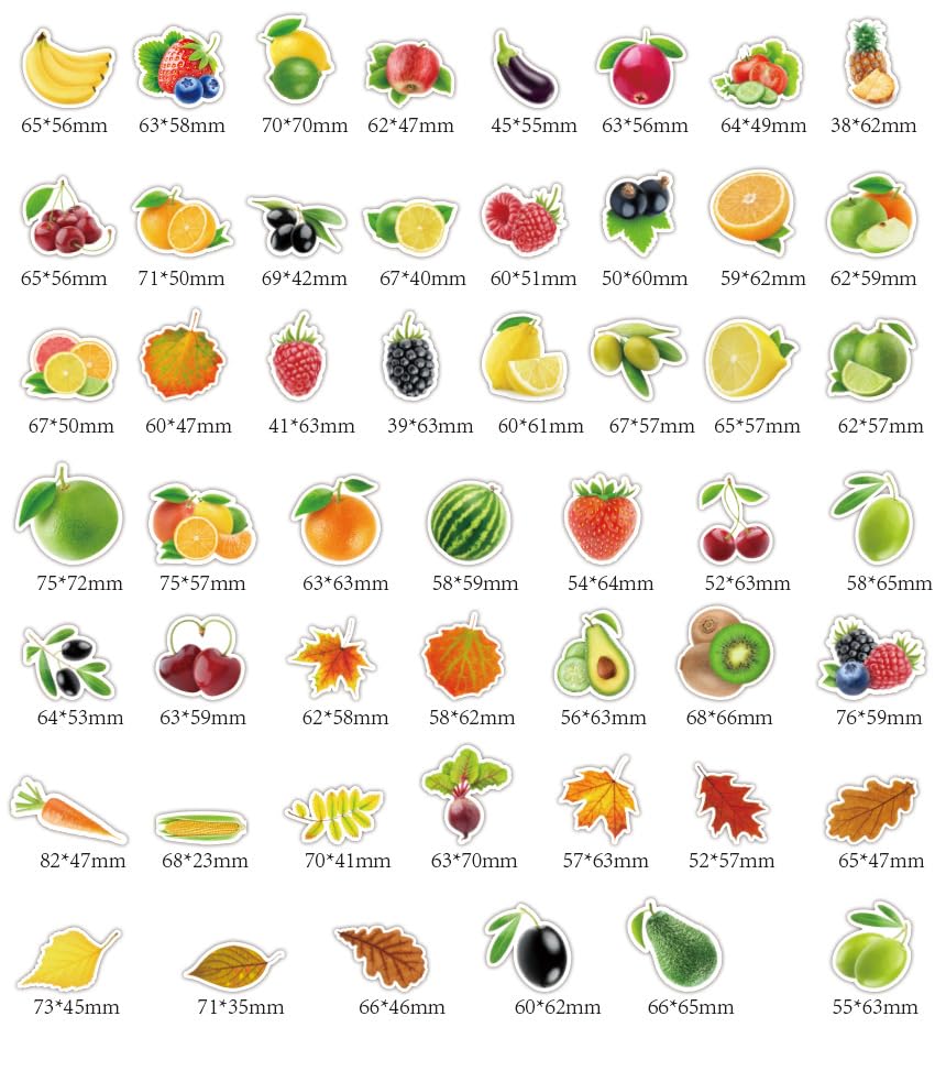 100PCS Fruits and Vegetables Stickers for Teens Adults,Cute Cartoon Realistic Vegetable Waterproof Decals for Laptop Scrapbook Cup Water Bottle Phone Guitar Luggage Kids Classroom Party Supplies - Image 2