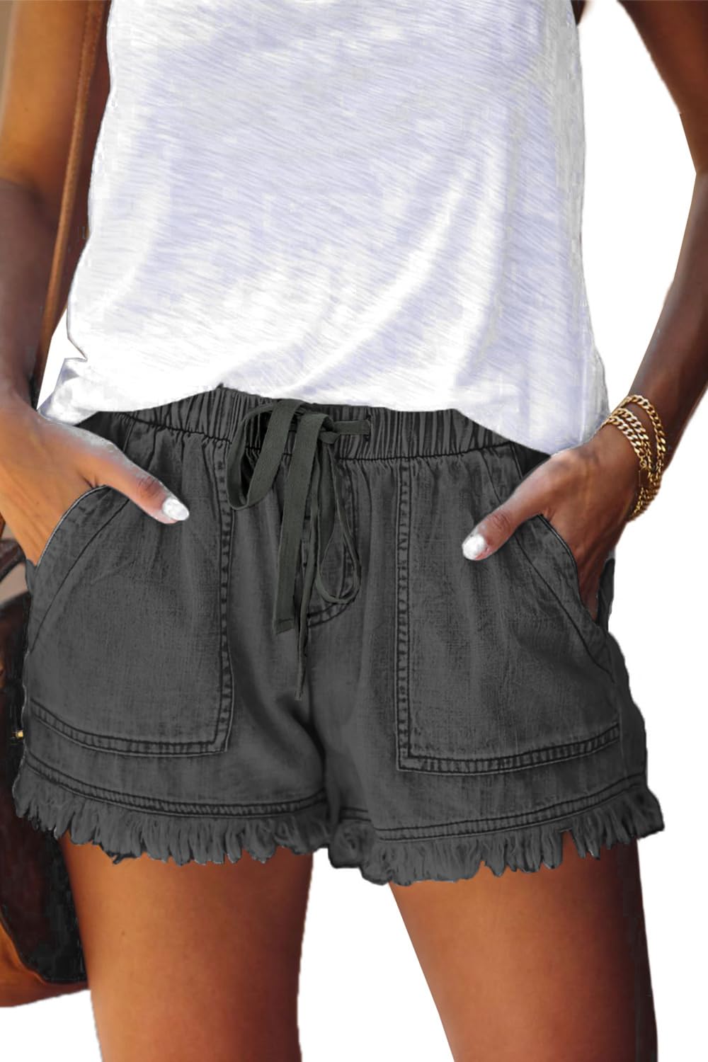 YOCUR Womens Casual Shorts,Lightweight Trendy Comfy Cute Drawstring Shorts