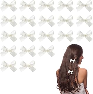 توك شعر بيضاء صغيرة على شكل فيونكة لطيفة بمشبك تمساح، إكسسوارات شعر ساحرة، 20 قطعة