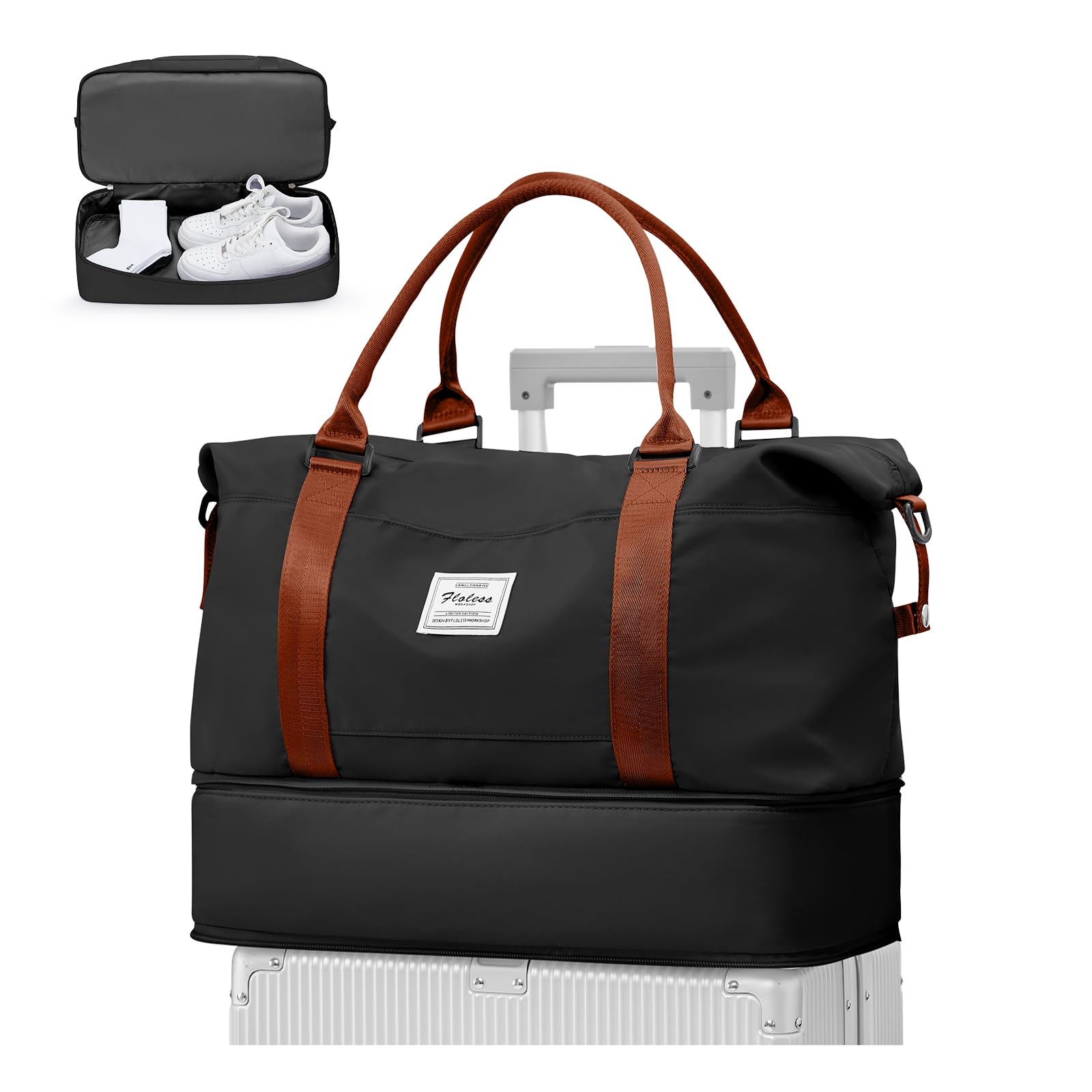 WEPLAN Handgepäck Tasche 45x36x20 Easyjet für Flugzeug Reisetasche Damen Handgepäck Ryanair 40x20x25 Tasche Weekender Bag Travel Bag Sporttasche mit Schuhfach Kliniktasche Schwimmtasche