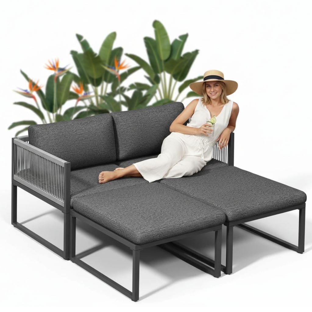 Melko Gartenmöbel Set Lounge Sitzgruppe 4-teilig Aluminium wetterfest