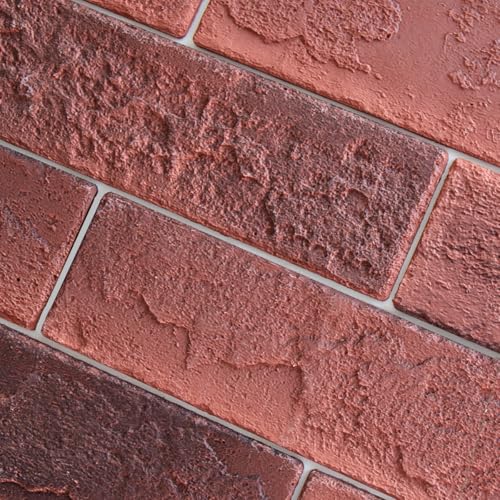 TORURAL 100 Vintage Red Faux Brick Wall Tiles 3D Thin Brick Veneers for Bedroom Bathroom Kitchen Fireplace and Fence Wall Panels (14.2 sq ft)