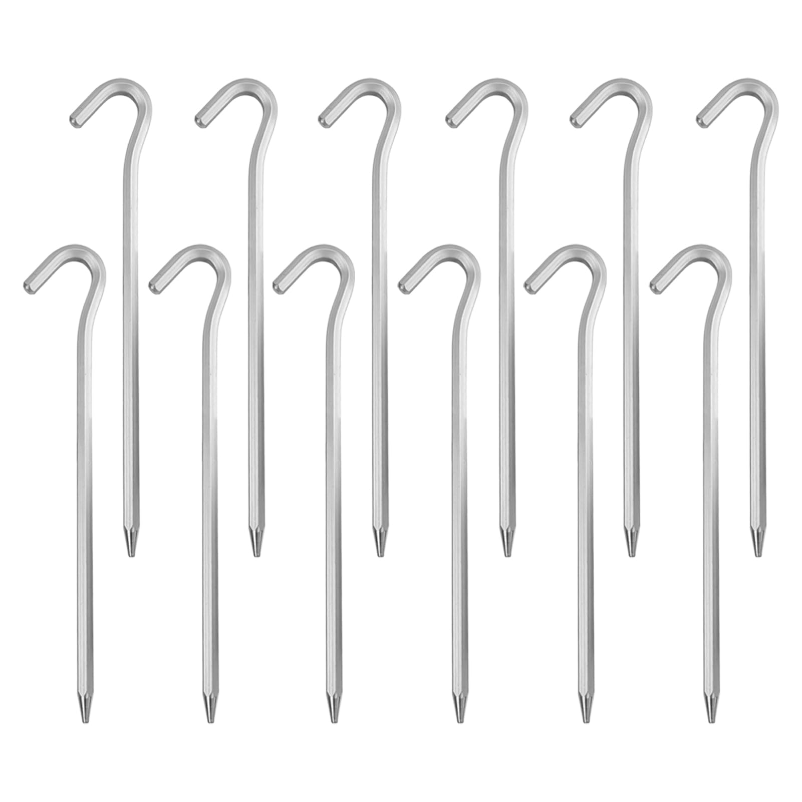 12 Pcs Tent Pegs, 18cm Metal Heavy Duty Tent Hooks, Aluminum Tent Pegs for Hard Ground, Lightweight Metal Camping Stakes, Windproof Storm Ground Anchors for Tents, Gazebos, Awnings, Football Nets
