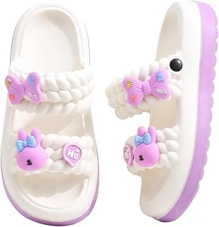 Toddler Slide Sandals Girls Adjustable Strap Slippers | Non-Slip Open Toe Cute Cartoon Garden Sandals Shower Bathroom Beach Pool Shoes Comtable Lightable Breathable Home Slippers