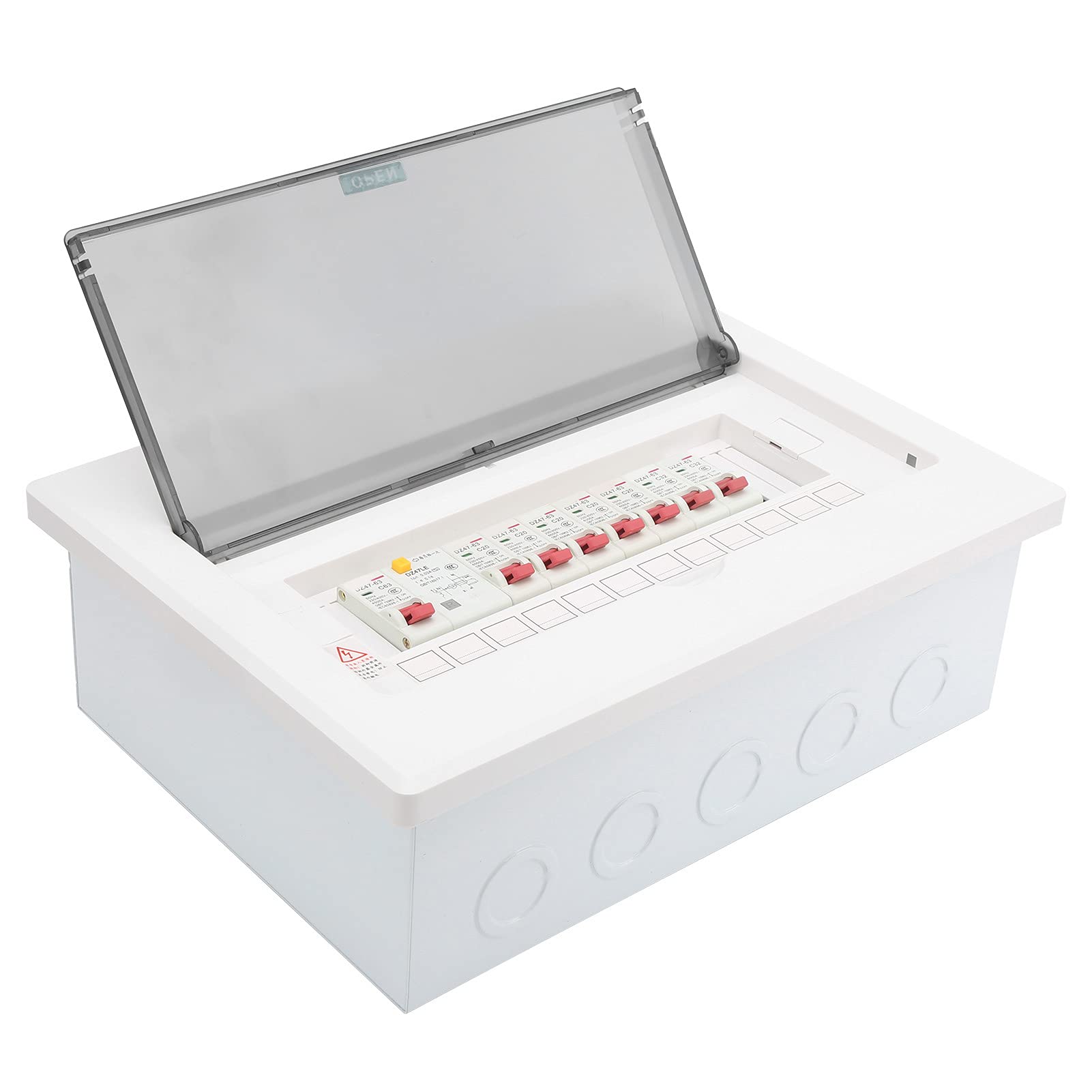 Cryfokt Caja de Distribución de Iluminación Eléctrica de 7 Vías 63A con Interruptor de Protección contra Fugas 1P, Panel de Disyuntor de Plástico Retardante de Llama, Instalación Oculta para Seguridad