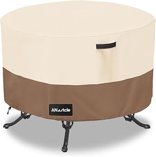 ANartcle Round Patio Table Covers 36inch,100% Waterproof 600D Heavy Duty PatioTable Cover,Round Patio Table Covers for Outdoor Furniture,36"DIA x 23"H,Beige&brown.