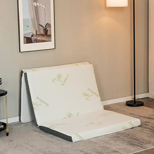 Miniatura 2 de Giantex Colchón plegable individual, colchón de espuma viscoelástica de triple pliegue de 3 pulgadas, cubrecolchón plegable con tela de punto suave,