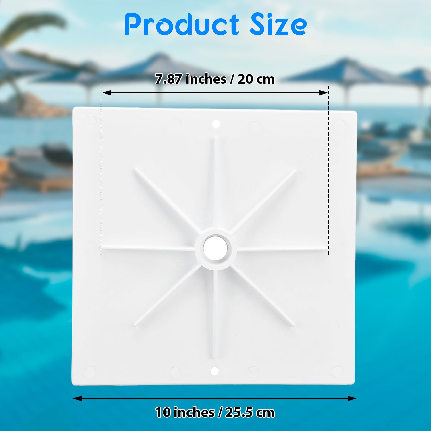 Pool Skimmerdeckel ø 25,5cm Quadratischer Skimmer Abdeckung Skimmerplatte für Schwimmbäder SPA (2 Stück)