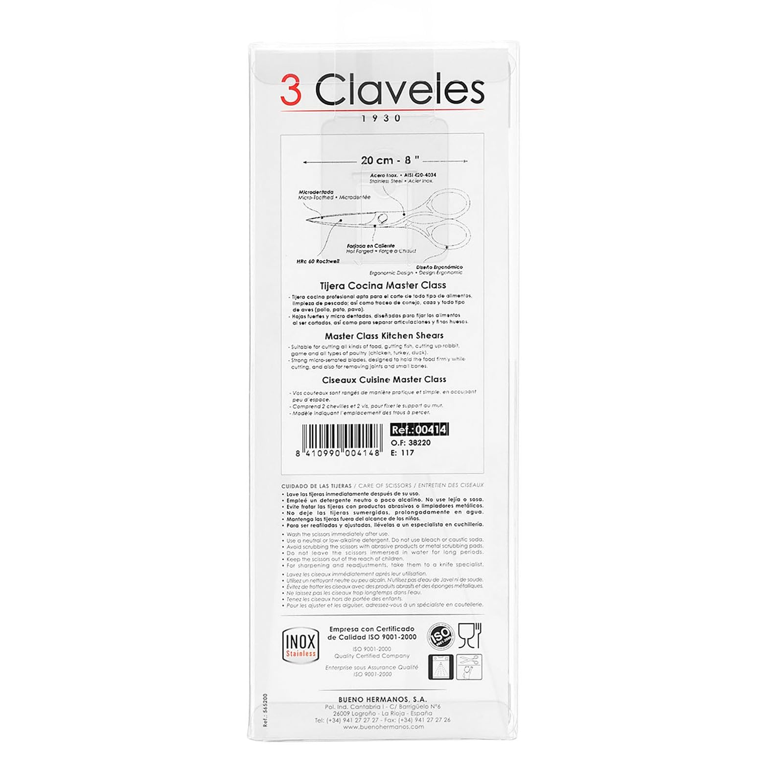 3 Claveles Master Class - Küchenschere, Edelstahl, 20,32 cm