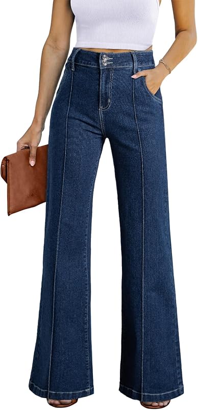 Sidefeel Womens Wide Leg Jeans Pantalones jeans elásticos de talle alto