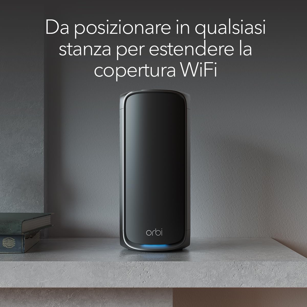 NETGEAR Orbi | Satellite aggiuntivo | Mesh WiFi 7 quad-band serie 970 (RBE970)| Funziona con sistema Mesh o router Mesh serie 970 esistente, funzioni di sicurezza | Copre fino a 220 m2 | Kit da 1 Nero
