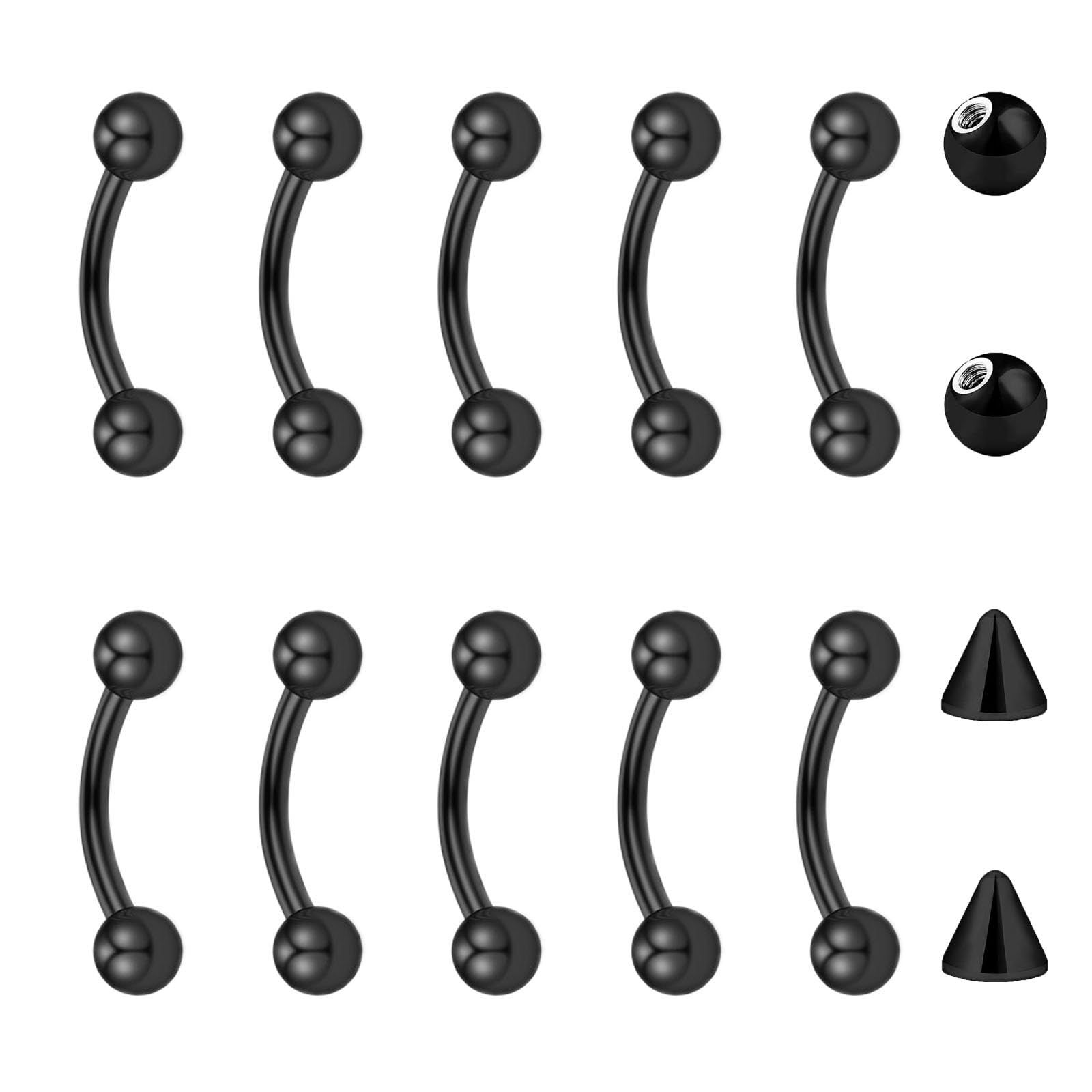 10 szt. zakrzywiona sztanga 16G piercing wargi przegrody brwi wieża stokrotka sztyfty srebrne czarne złoto pionowe labret sztangi 6 mm 8 mm 10 mm 12 mm stal nierdzewna