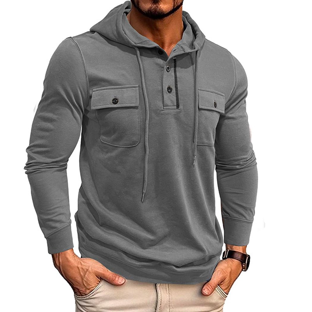 Felpa Uomo con Cappuccio Maglietta a Manica Lunghe con Cappuccio Pullover Leggera Maglia da Uomo Casual CS43