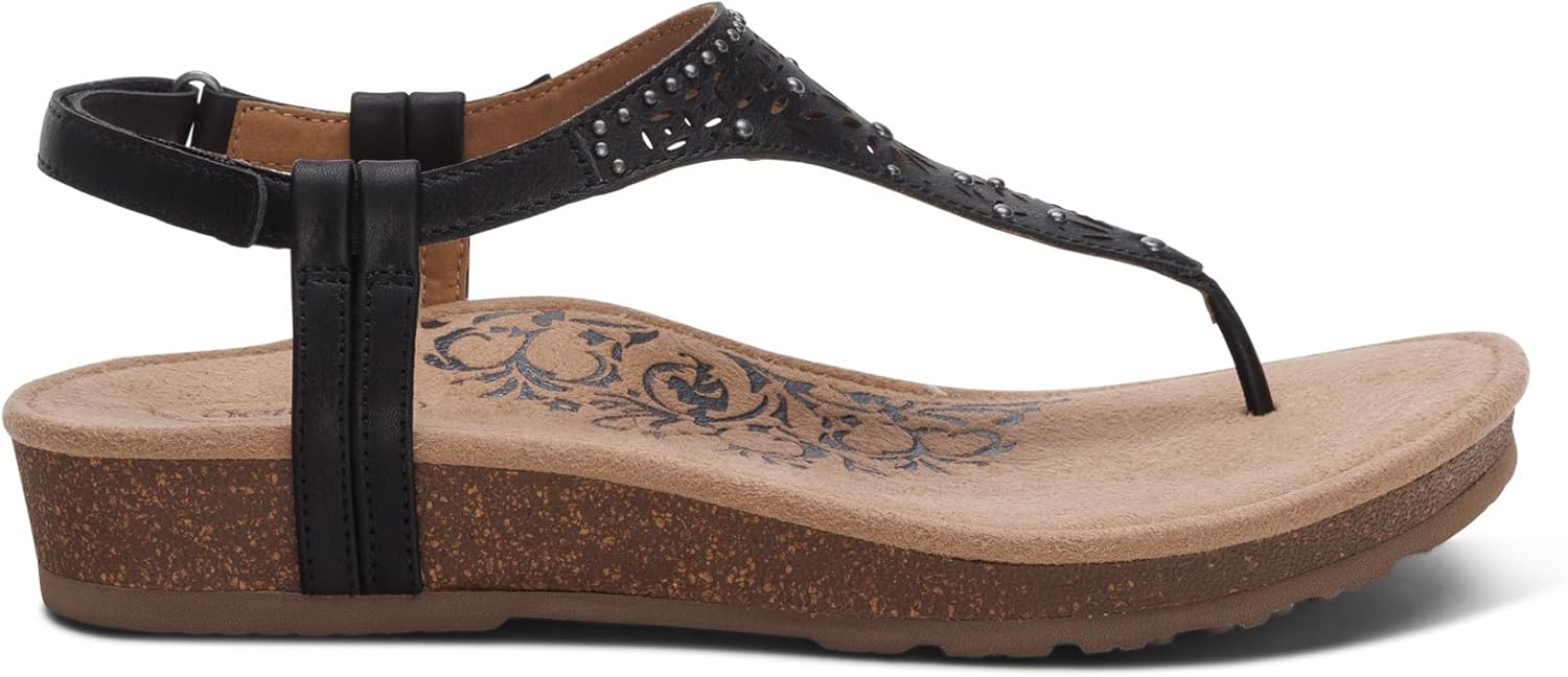 Aetrex Evelyn Casual Leather Thong Sandals for Women - Plantar Fasciitis Relief Flats Arch Support Sandals Women's with Fully Adjustable Back Strap - Image 2