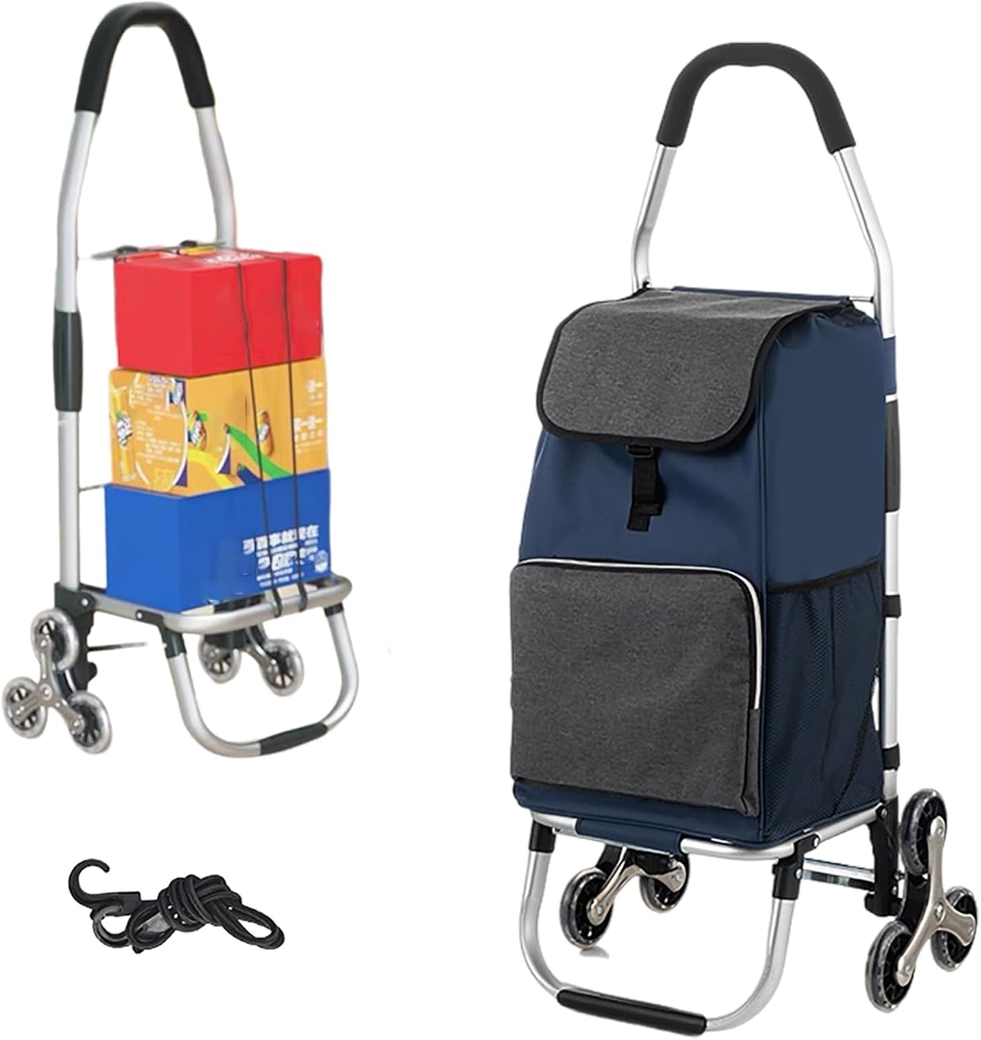 Folding Grocery Trolley, Stair Climbing Cart, Lightweight Shopping Cart with 40L Capacity for Easy Transport – Ideal for Groceries and Errands(Blue)