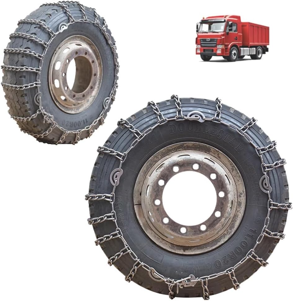 2pcs 9mm Snow Chains for Trucks & SUVs – Reinforced Anti-Skid Chains –Easy On and Off for Ice & Snow 225/75R17.5 2pcs 205/75R17.5